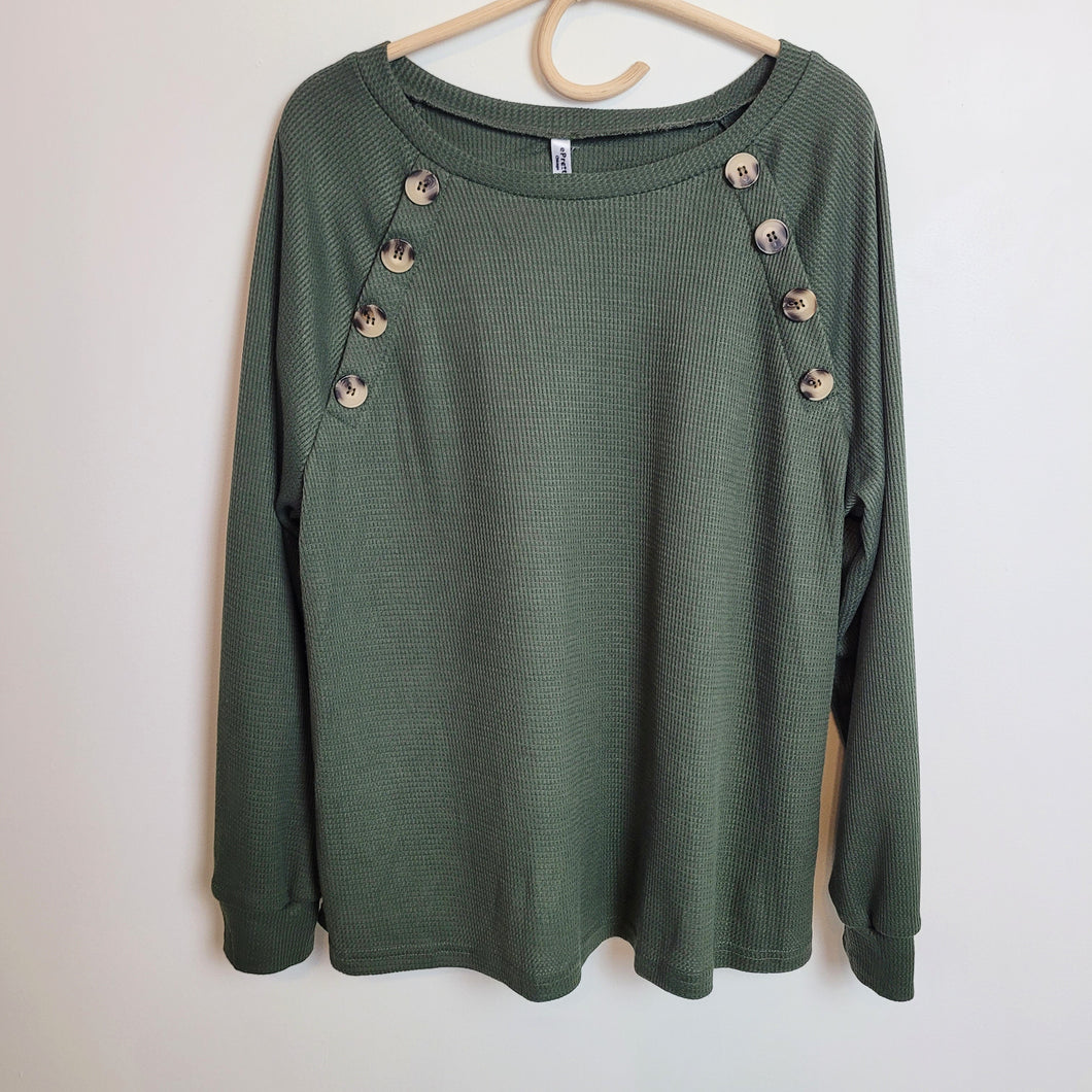 Olive Green Waffle Knit Top