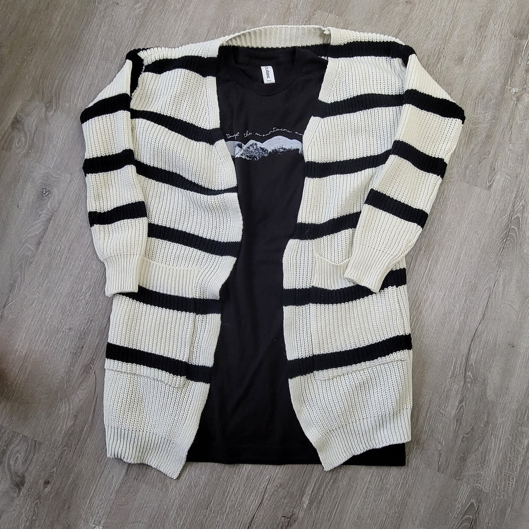Black/Ivory Striped Cardigan