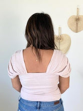 Load image into Gallery viewer, Blush Ribbed Ruched Sleeve Top
